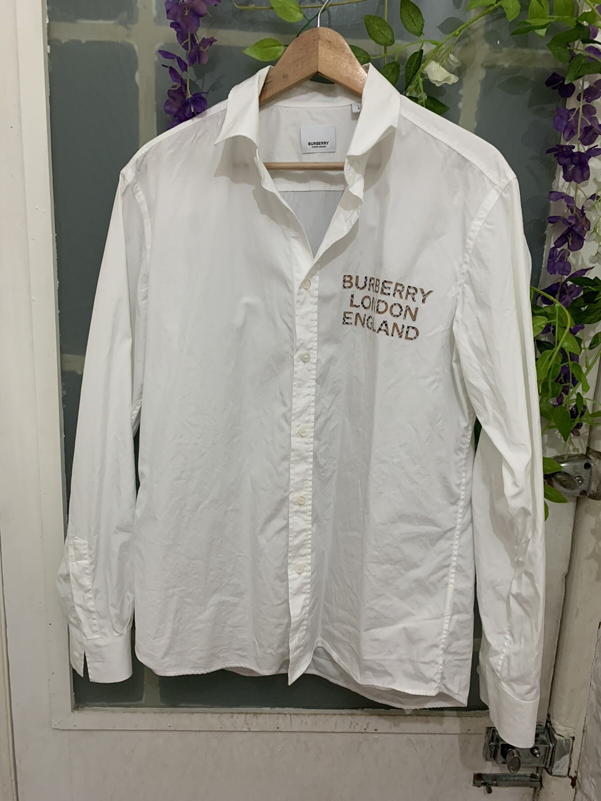 Burberry Mens White Long Sleeve Monogram White Shirt Large