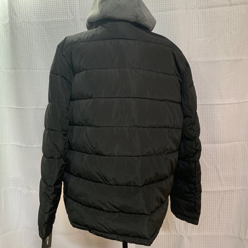 Kenneth Cole XL Puffer Winter Coat With Hoodie Trim Black And Grey - Picture 12 of 14