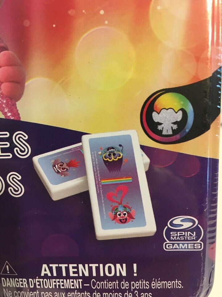 TROLLS WORLD TOUR Dominos Game Set in Storage Tin for Families Kids Ages 4+