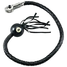 36" Leather Motorcycle Get Back Whip for Handlebar Biker Whip With Pool Ball
