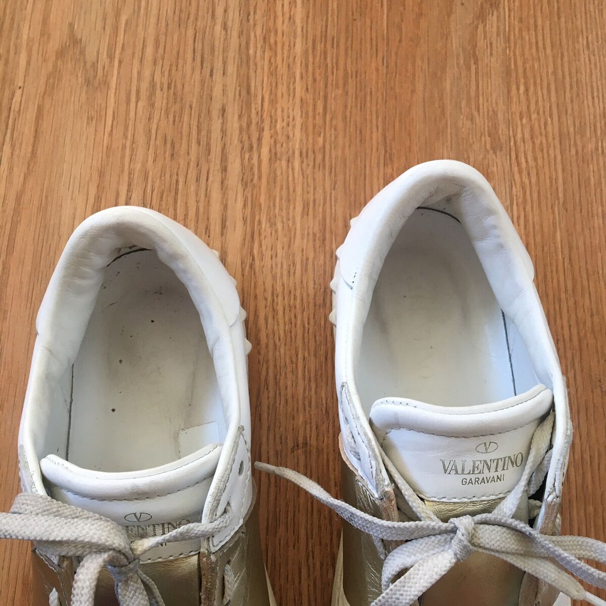 Valentino Garavani White Open Sneaker Metallic Stripe 38.5 Valentino Garavani White Open Sneaker Metallic Stripe 38.5