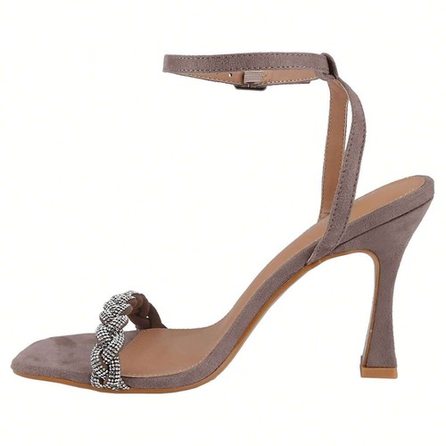 Women's Strappy Square Toe Heels Sandals Kitten Heeled Sandals Party Dress Shoes - Picture 16 of 64