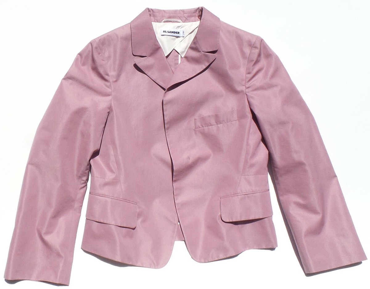 JIL SANDER Mauve Orchid Cotton Silk Peak Lapel Concealed