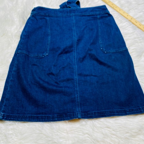 A New Day Denim Skirt Womens 8 ALine Waist Tie Button Closure - Picture 2 of 10