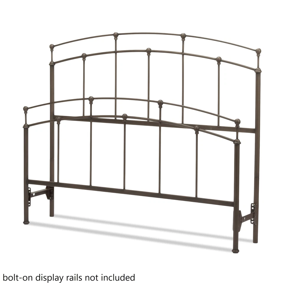 Twin or Twin XL Size Fenton Black Walnut Metal Bolt-On Headboard and Footboard - Image 2 of 2