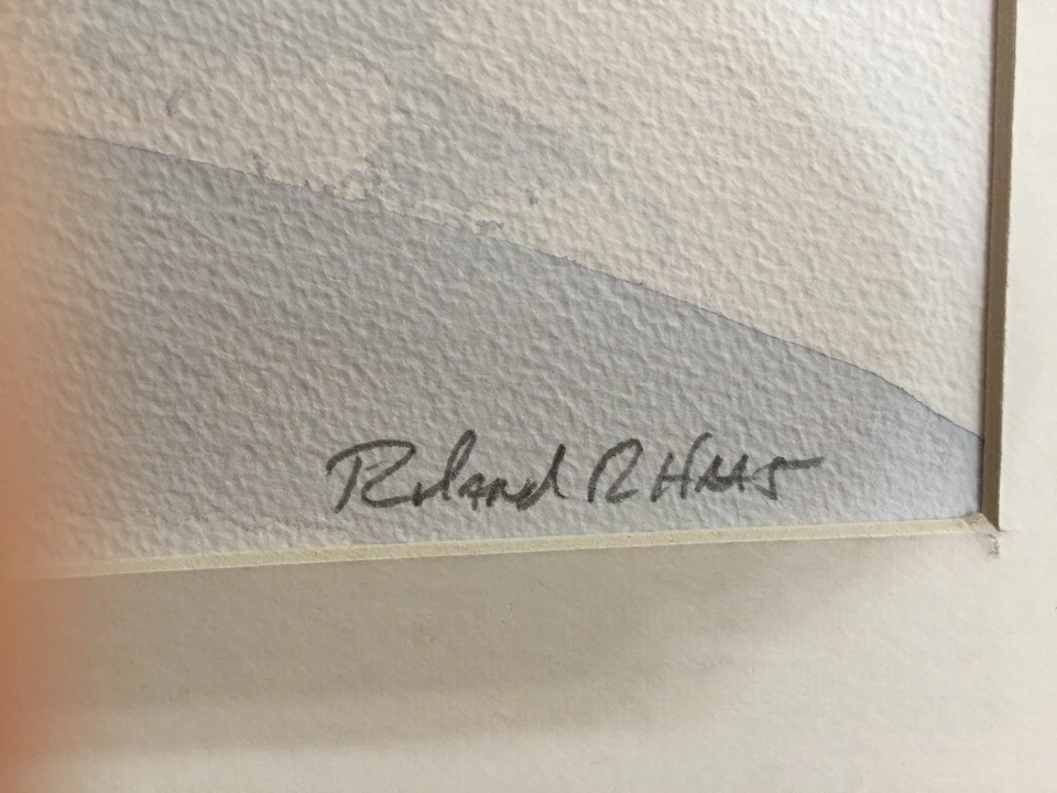 Pintura Original Acuarela Roland Haas Sin Marco "Winter Calm", Firmada, Mate Foto 4 de 4
