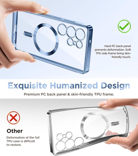Pour Samsung S25 Ultra S25+ Coque Transparente Placage Antichoc Mag Safe Ecran Cover - Photo 6 sur 54