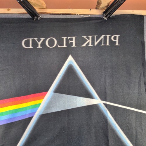 Pink Floyd Dark Side of the Moon Blanket Black 56x44 Big Logo Music - Picture 8 of 9