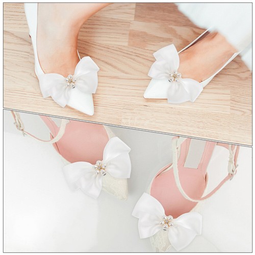 2 Pairs Bow Shoe Clip Bride Women's Bowknot Shoes Accessories for - Imagen 11 de 12