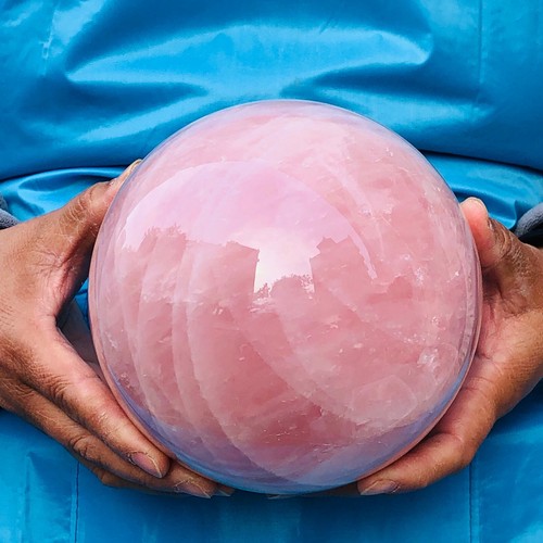 8.75LB Large Natural Pink Rose Quartz Sphere Crystal Ball Reiki Healing - Picture 17 of 19