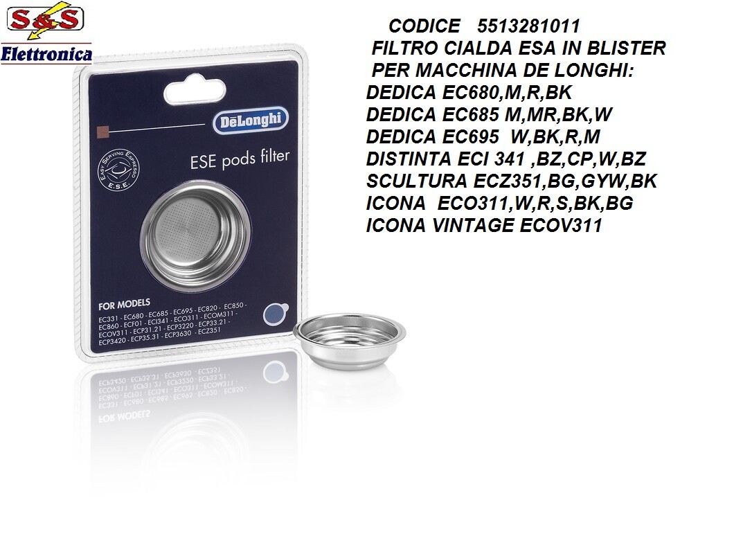 5513281011 FILTRO CIALDA ESA PER DE LONGHI SERIE EC820 ,EC850,EC860,B,M,RED BLAK