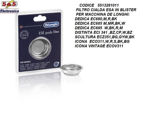 5513281011 FILTRO CIALDA ESE PER MACCHINA DE LONGHI DEDICA EC 785  BG,GY,PK,AZ | eBay
