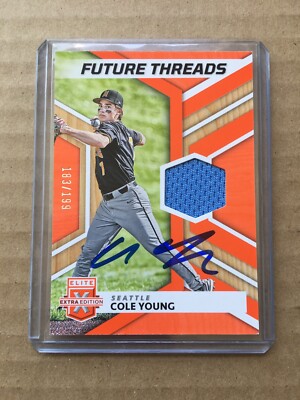 Signed 2022 Panini Elite Extra Edition Cole Young Future Threads /199 Autograph