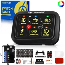 6 Gang Switch Panel On-Off LED Light Circuit Relay Control Box (Blue Back light)