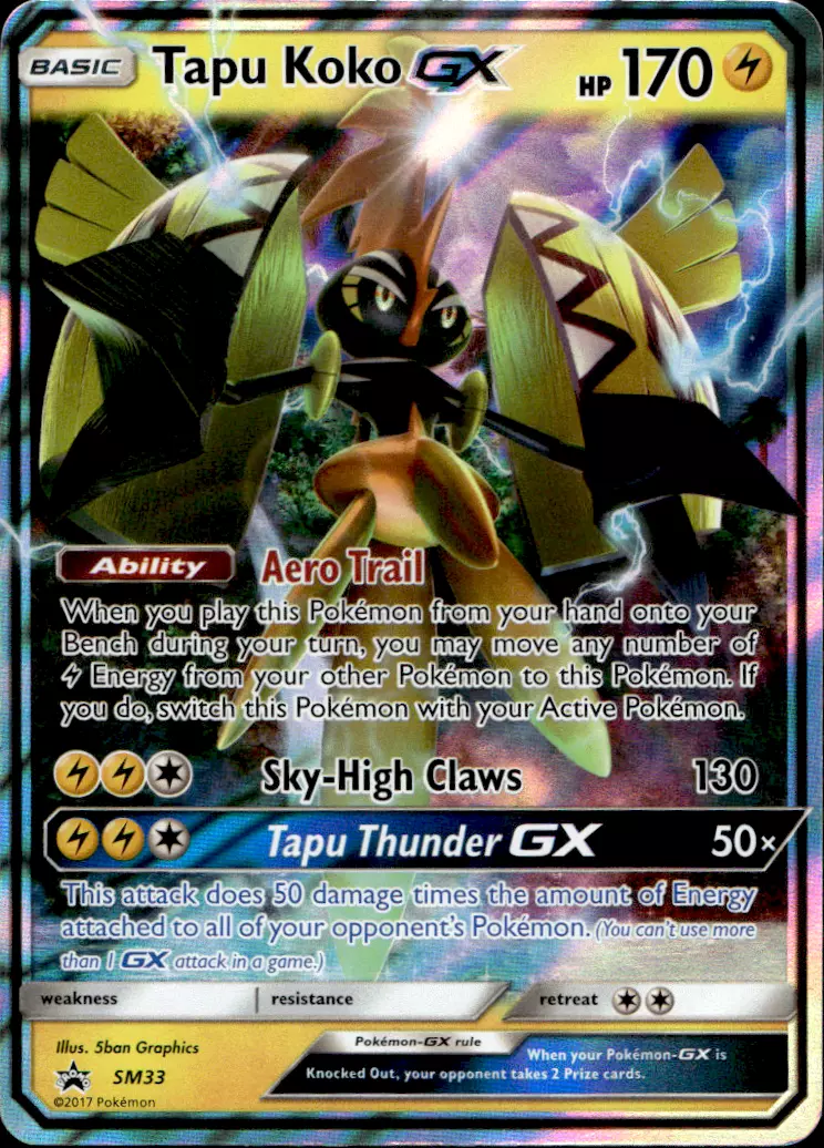 Pokemon Black Star Promo Card: TAPU KOKO GX - SM33 - HALF ART PRIME HO -  Recaptured LTD