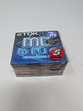 5x TDK MD Recordable Mini Disc 74 Minute Digital Audio MD-C74SEB New/Sealed.