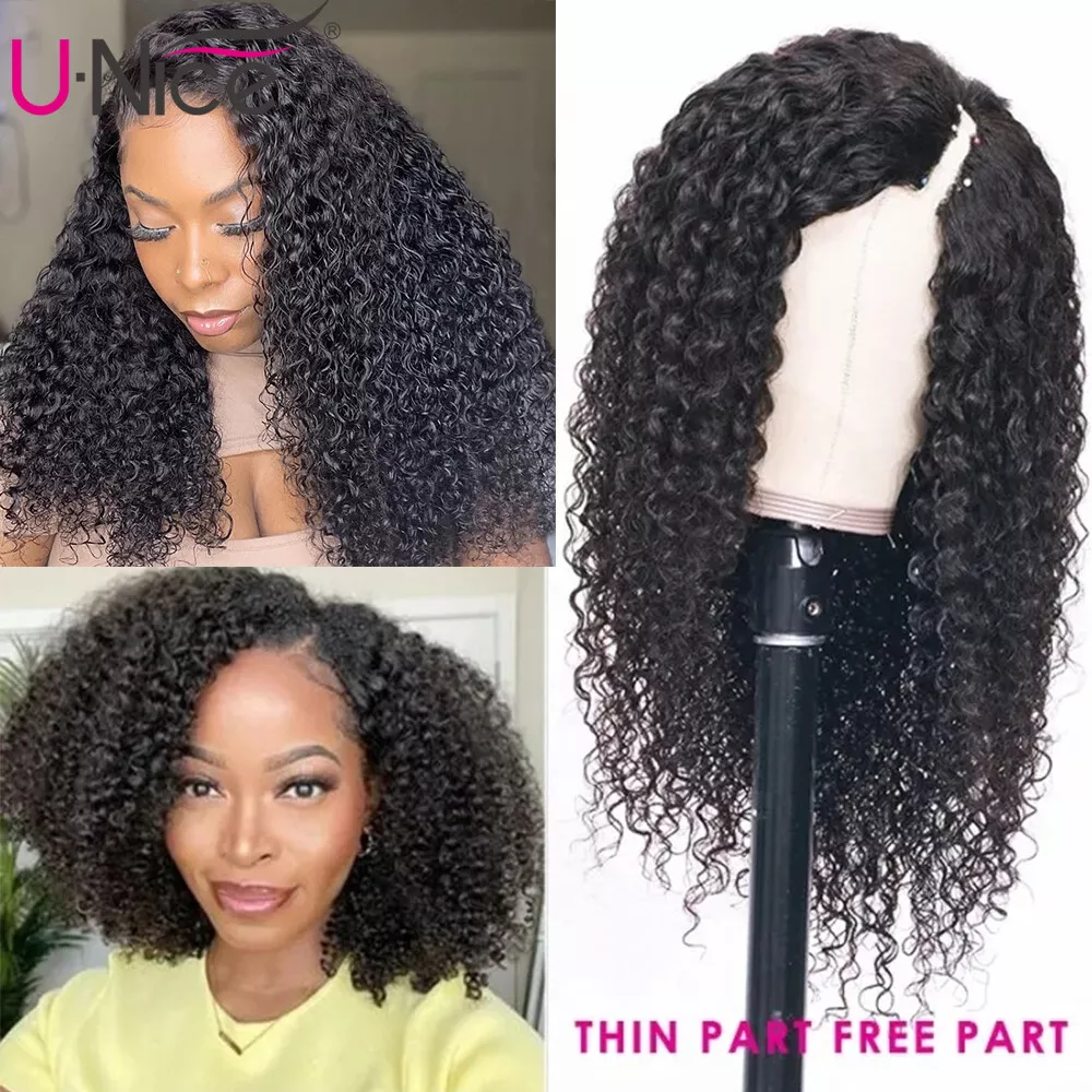 Donmily Hair Curly V Part Wigs Human Hair No Leave Out Upgraded U Part Wigs  for