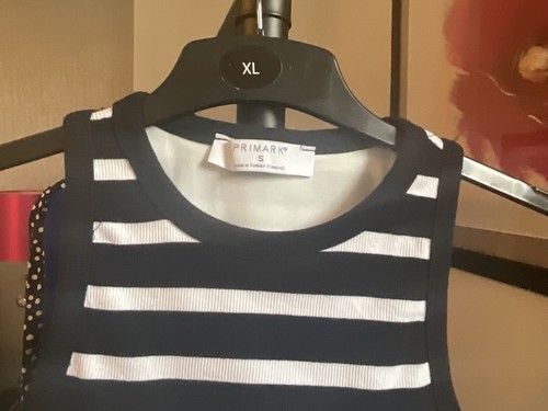 Primark - Blue White Stripe Crop Vest Top With Padded Bra Insert - Small - BNWOT - Picture 2 of 4
