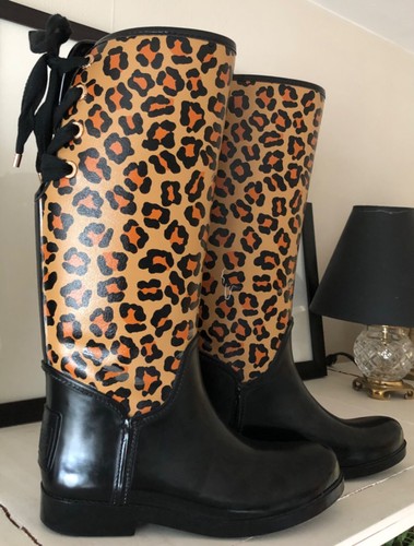 coach tie up rain boots