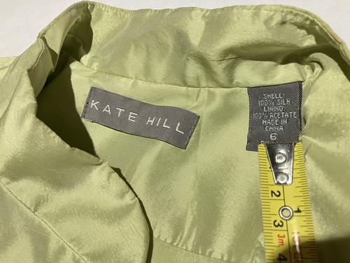 kate hill lime green shoulder pads two piece silk womens suit size 6top/4pants - Picture 4 of 19