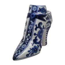 Victorian Blue and White Porcelain High Heel Shoe Planter Delft Style