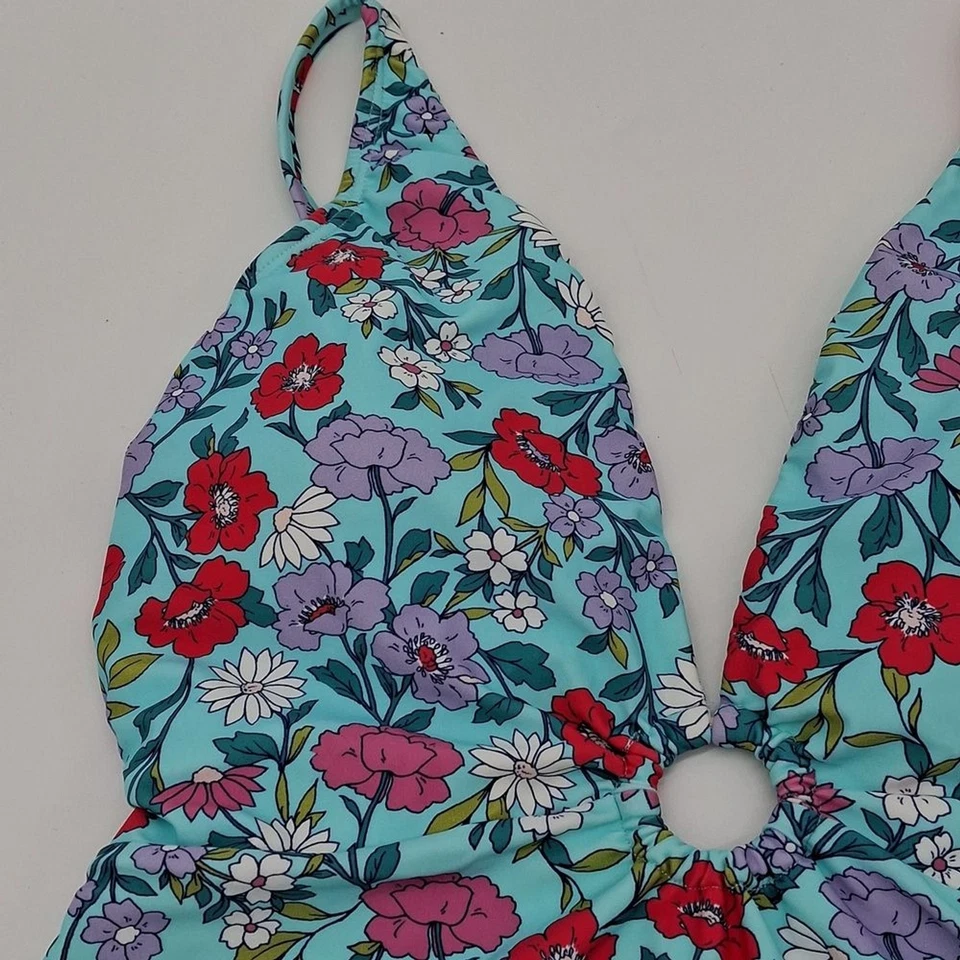 Купальник женский Nanette Lepore 6 с цветочным принтом погружающийся цельный светло-синий 6 - Изображение 4 из 4