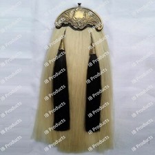 Scottish Horse Hair Piper Kilt Sporran Thistle Cantle Antique Black Hair Tassels
