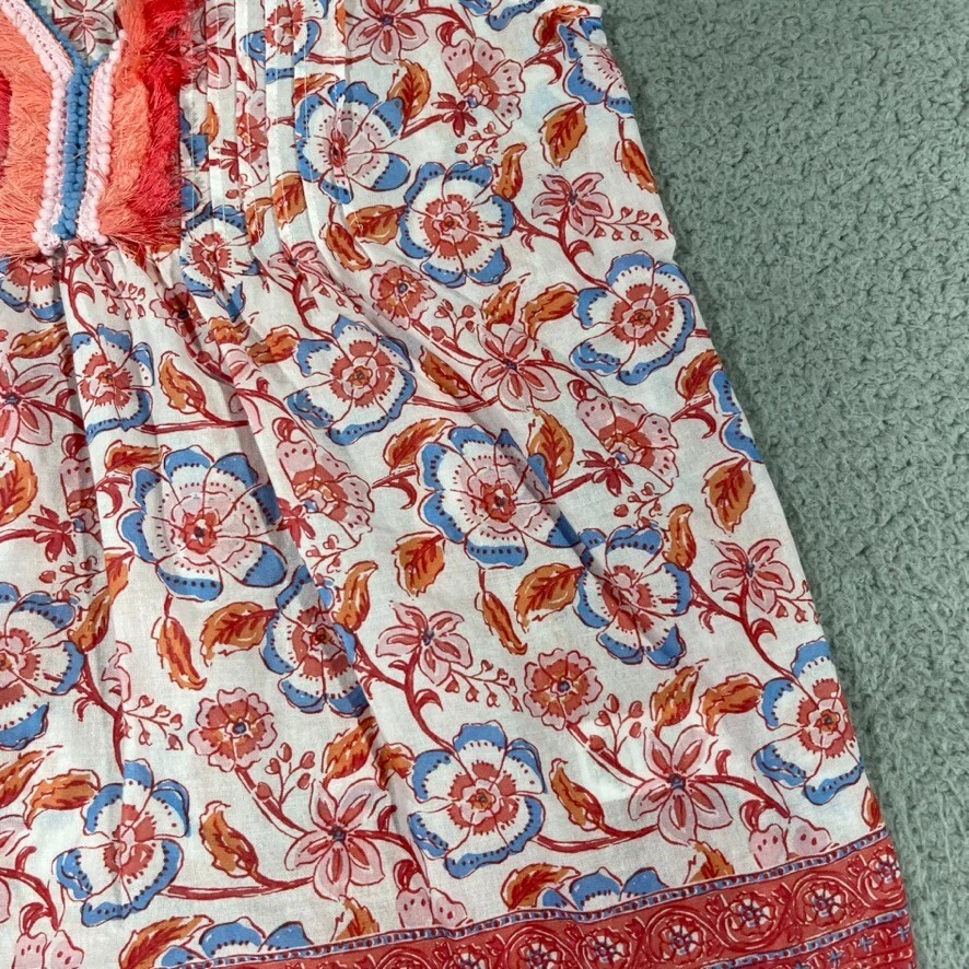 Женский топ Vineyard Vines 2XS XXS красный Frangipani с цветочным узором и бахромой без рукавов - Изображение 4 из 4