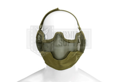 INVADER GEAR Steel Half Face SOFT Mask MESH EAR PROTECTION GREEN OD AIRSOFT 