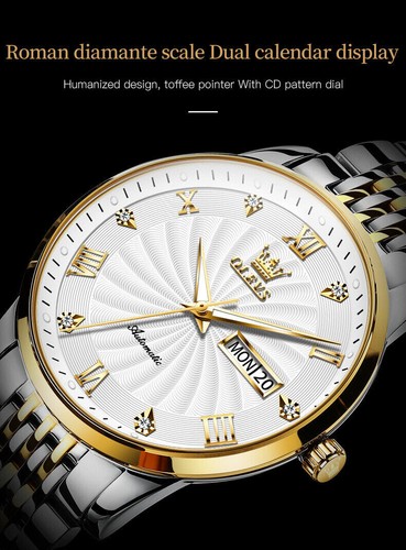 OLEVS Mechanical Watch Calendar Week Waterproof Men & Women Wristwatches - Picture 10 of 37