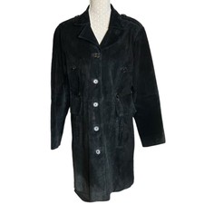 Black Suede Leather Jacket Size Large Western Boho Beth Terrell 100% Leather