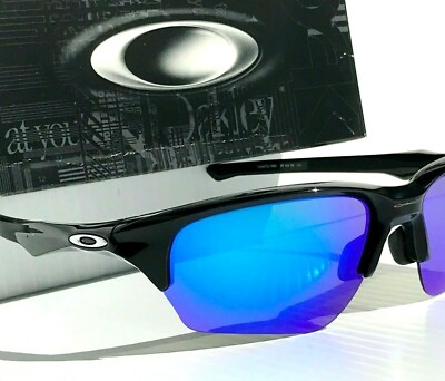 NEW* Oakley FLAK BETA Shiny Black POLARIZED Galaxy Blue Sunglass