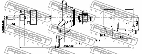 12666492FL FEBEST Shock Absorber for HYUNDAI