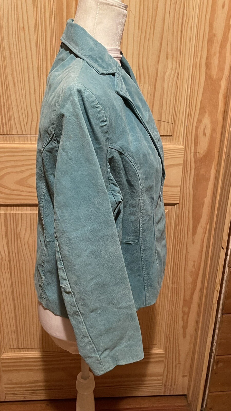 Relativity Washable LEATHER Jacket Turquoise Size… - image 3