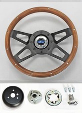 70-77 Mustang Maverick Pinto 13 12 4 Spoke Wood Black Steering Wheel Ford Cap 70-77 Mustang Maverick Pinto 13 12 4 Spoke Wood Black Steering Wheel Ford Cap