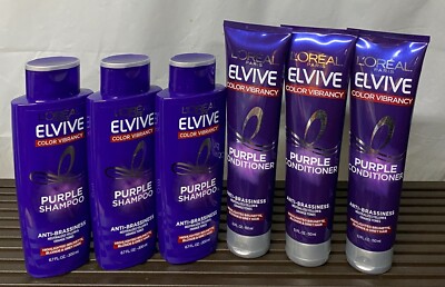 L'Oreal Elvive Color Vibrancy 3-Purple Shampoo & 3-Conditioner Anti-Brassiness