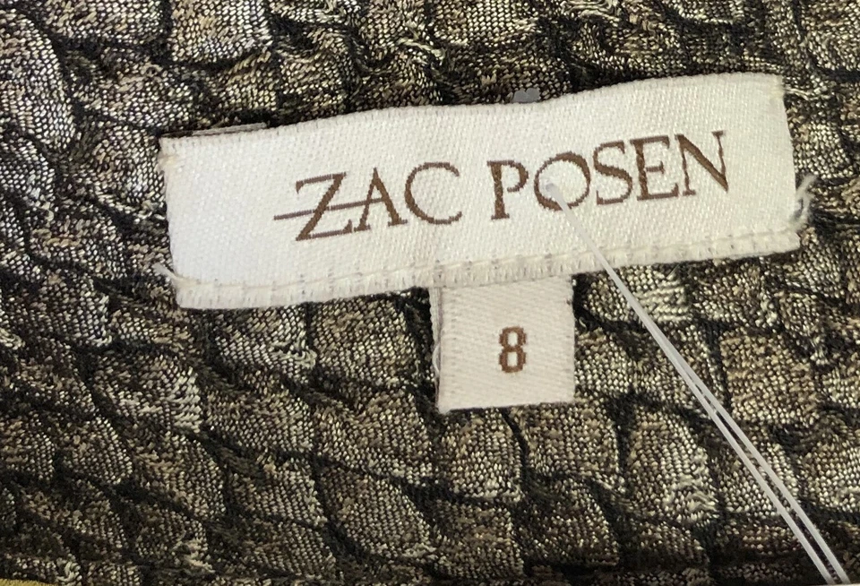 Falda midi con textura gris Zac Posen con espalda plisada verde + estampado floral talla 8  Foto 4 de 4