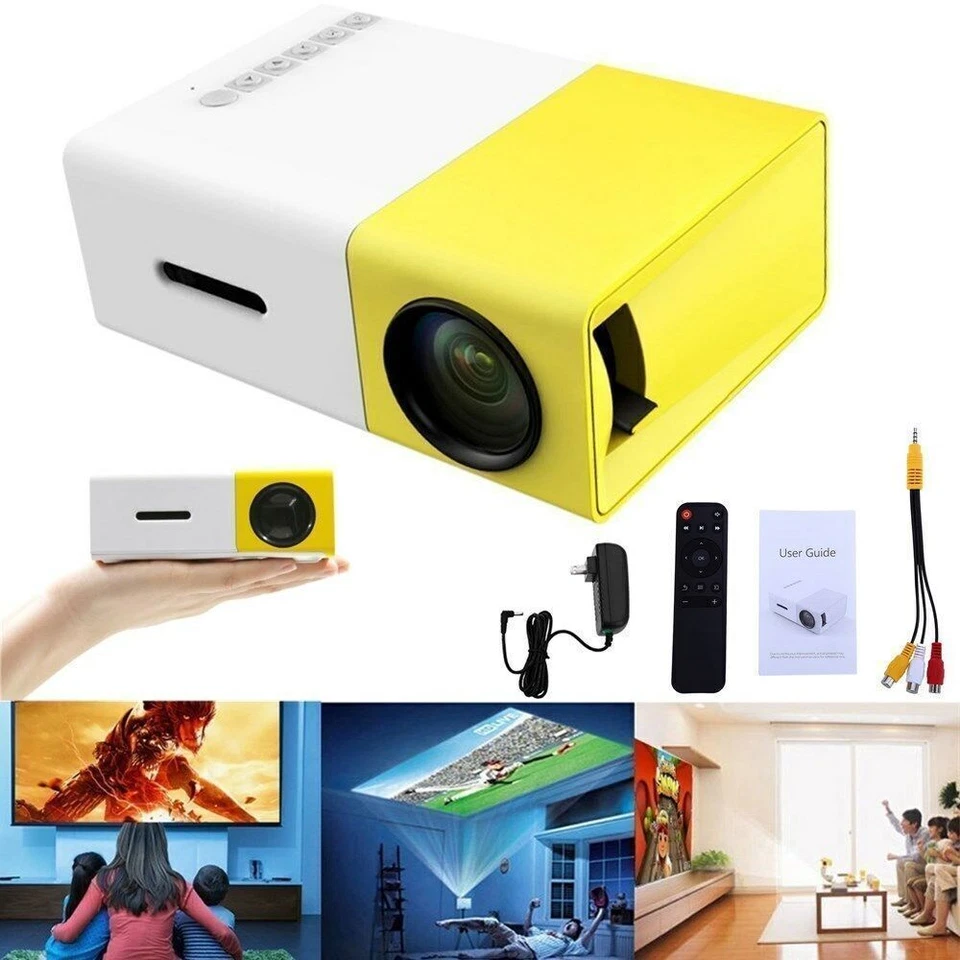 YG300 1080P HD Home Theater Cinema USB HDMI AV SD Mini Portable HD LED Projector - Image 2 of 4