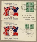 Australia 1950 WW Wide World QEII 1½d FDC Cover x2  inc Imprint Block 4