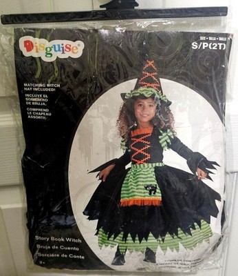 Story Book Witch Costume Toddler Girl 2T Pretty Dress Hat Green Halloween NEW