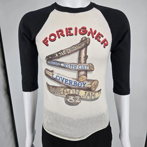 Oregon Jam Foreigner/Joan Jett/BOC Raglan Conce 1980s vintage concert t-shirt, vintage, size XS, single stitch, B+ condition