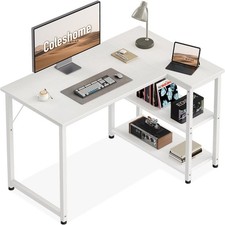 Coleshome L-Shaped Computer Desk White Corner Office Table 100x70cm Reversible