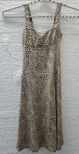 New GAP Linen Blend Sleeveless Maxi Dress Tan/Black Leopard Print Size S