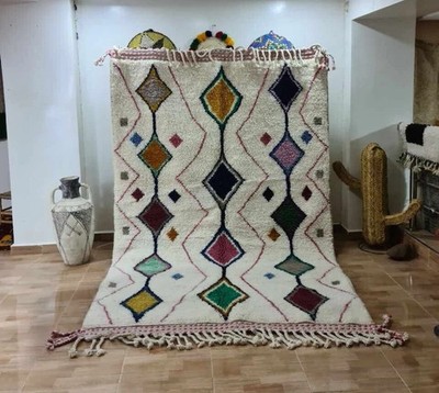 Modern Moroccan Berber Wool Rug Color Multicolor Design Handmade Carpet Rug