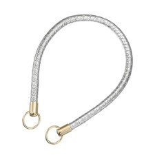 Braided Purse Straps, 23.6" Leather Handbag Handle with Ring, Silver