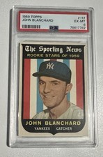 1959 Topps - Sporting News Rookie Stars Johnny Blanchard #117 (RC) PSA 6 Vintage