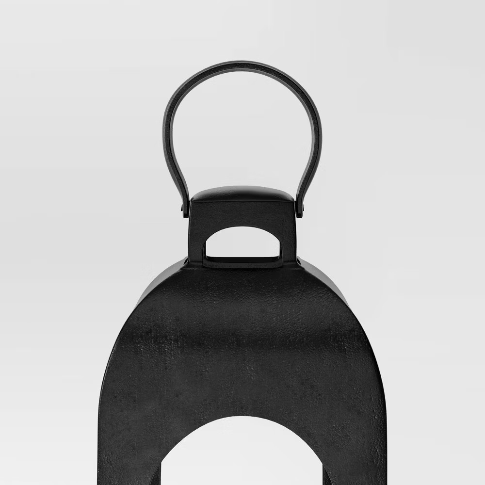22.5"x7.7" Pillar Cast Aluminum Outdoor Lantern Candle Holder Black - Threshold