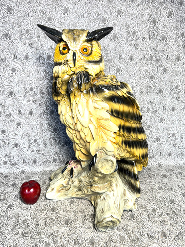 Mid Century Marwal Great Horned Owl Art Sculpture HUGE 23" Statue Indiana MCM