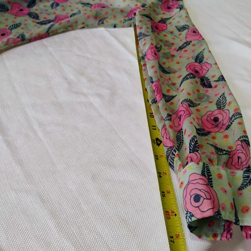 Vintage DARRA Button Up Shirt Medium 9/10 Green Floral Rose Print Sheer Chiffon - Picture 12 of 16