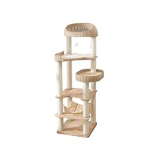 Wooden Cat Tree for Indoor Cats, 62-Inch Tall Cat Tower with Scratching Post ...